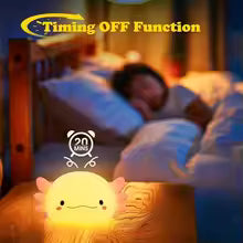 Cute Axolotl Night Light Silicone, Touch Control Nightlights USB Rechargeable