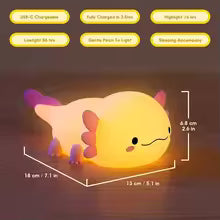 Cute Axolotl Night Light Silicone, Touch Control Nightlights USB Rechargeable
