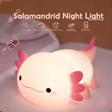 Cute Axolotl Night Light Silicone, Touch Control Nightlights USB Rechargeable